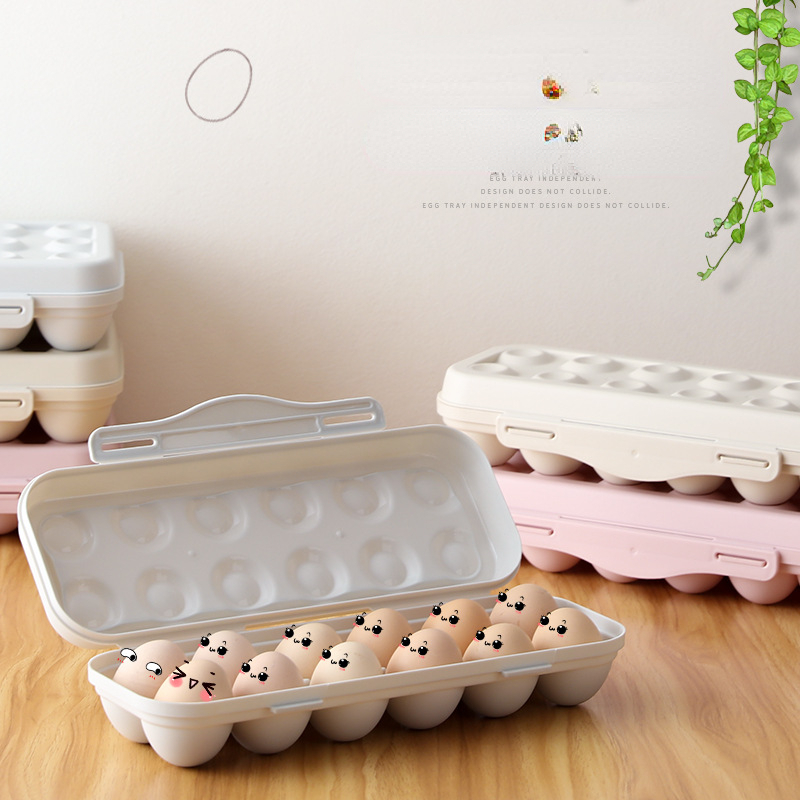 Description Picture 2 of itemPlastic Eggs Holder, Plastic Anti - collision Storage Box Tray Container, Household Kitchen Eggs Organizer Supplies, 12 Seats