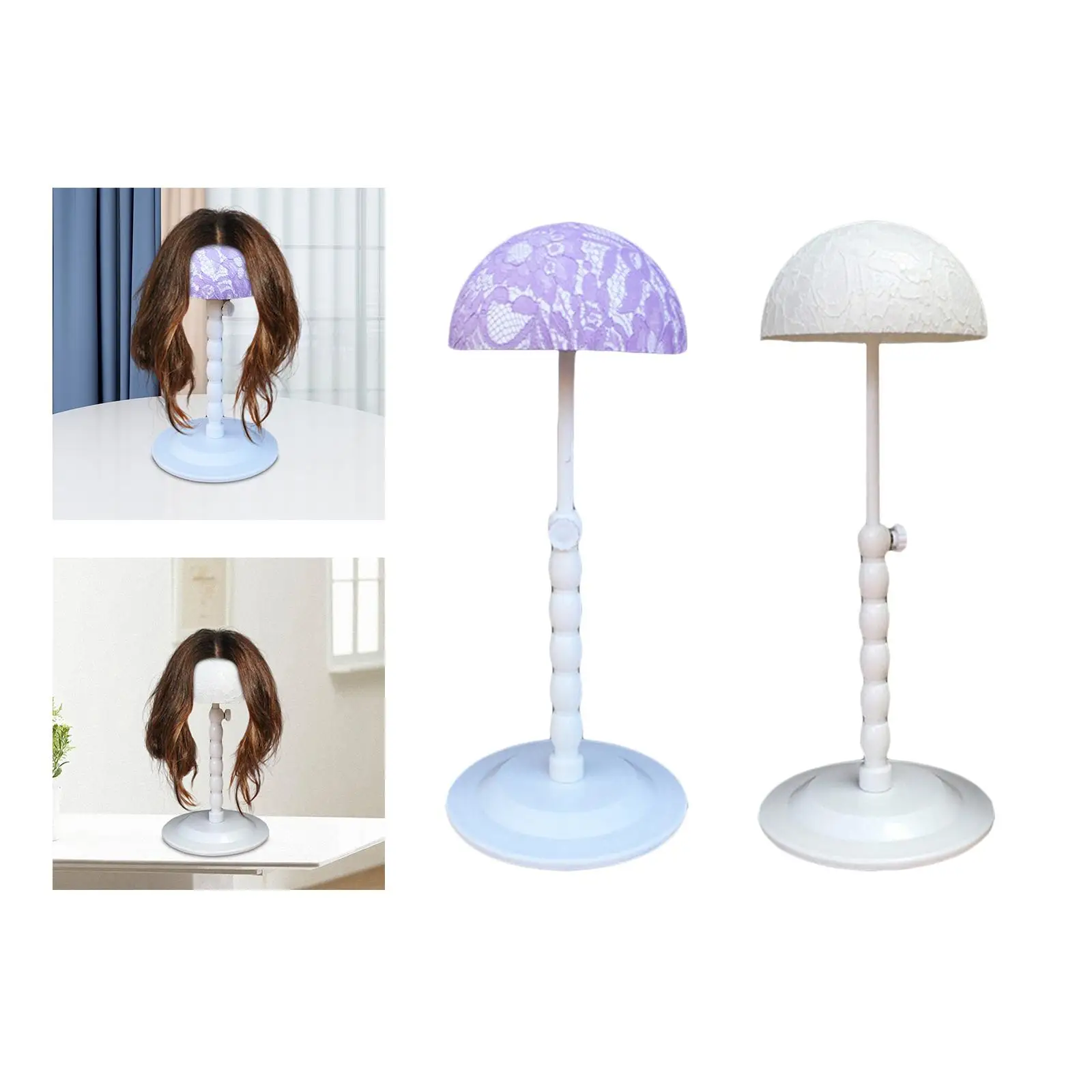 Wig Stand Adjustable Height Portable Stable Lightweight No Slip Hat Display Stand Wig Holder for Home Shop Drying Styling Travel