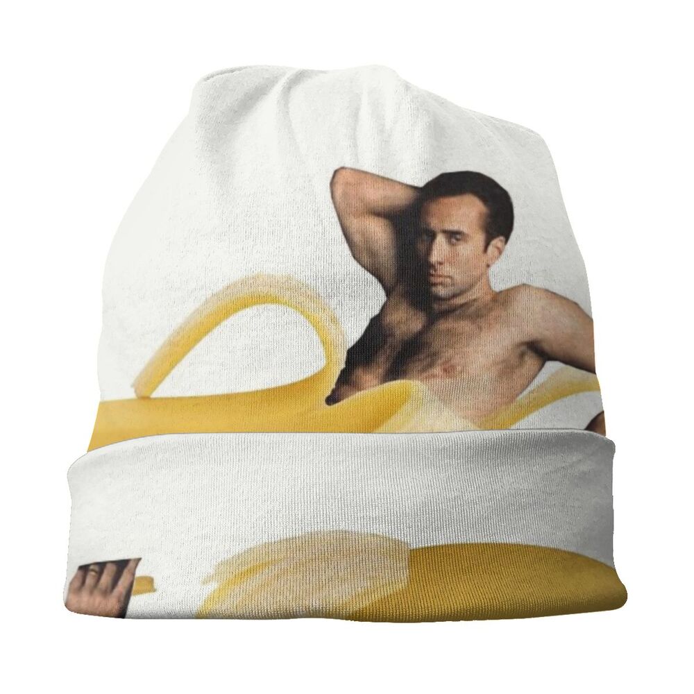 Benutzerdefinierte Nicolas Cage In A Banana Bonnet Beanie Strickmütze Männer Frauen Hip Hop Unisex Lustige Meme Warme Winter Skullies Beanies Cap – Detail 3