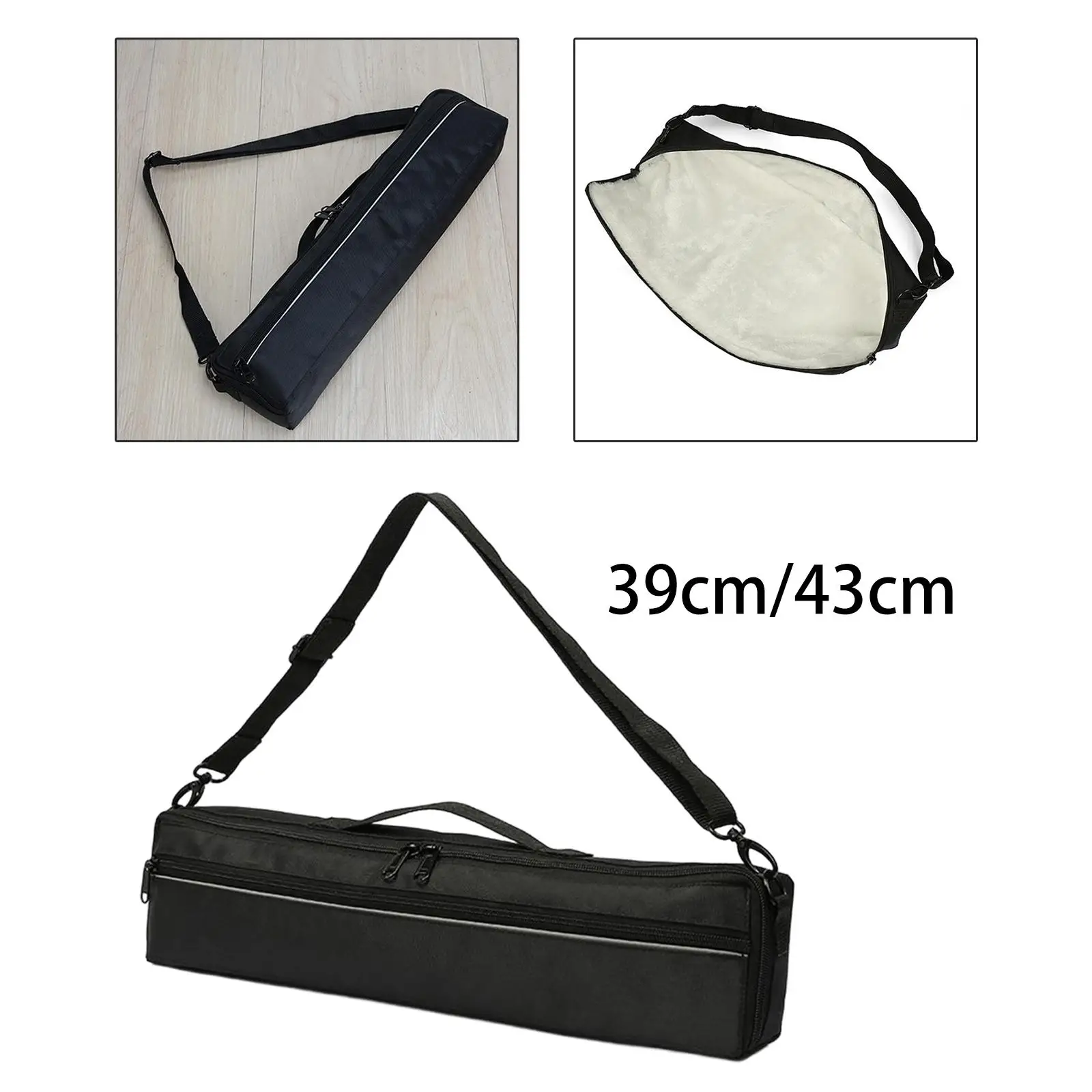 Orchestra Instrument Flute Carry Gig Bag Carry Handle Plush Inside Shoulder Strap Adjustable Strap Wear Resistant Storage Bag