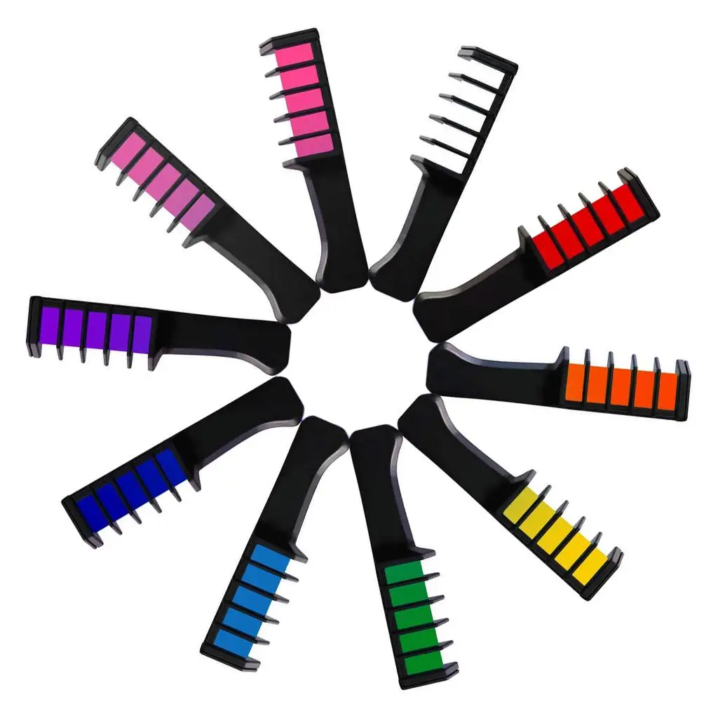 10x Temporary Hair Chalk Dye Comb Disposable Hair Color Salon DIY Props
