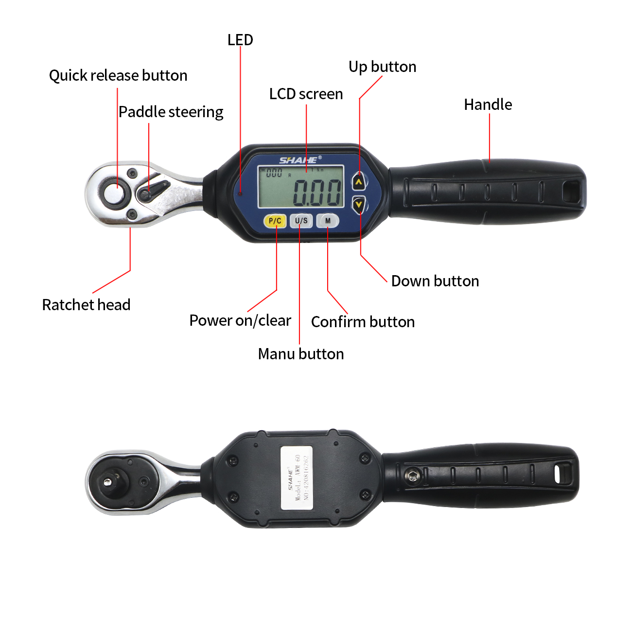 Shahe Mini Torque Wrench, Ferramentas Manuais Digitais,