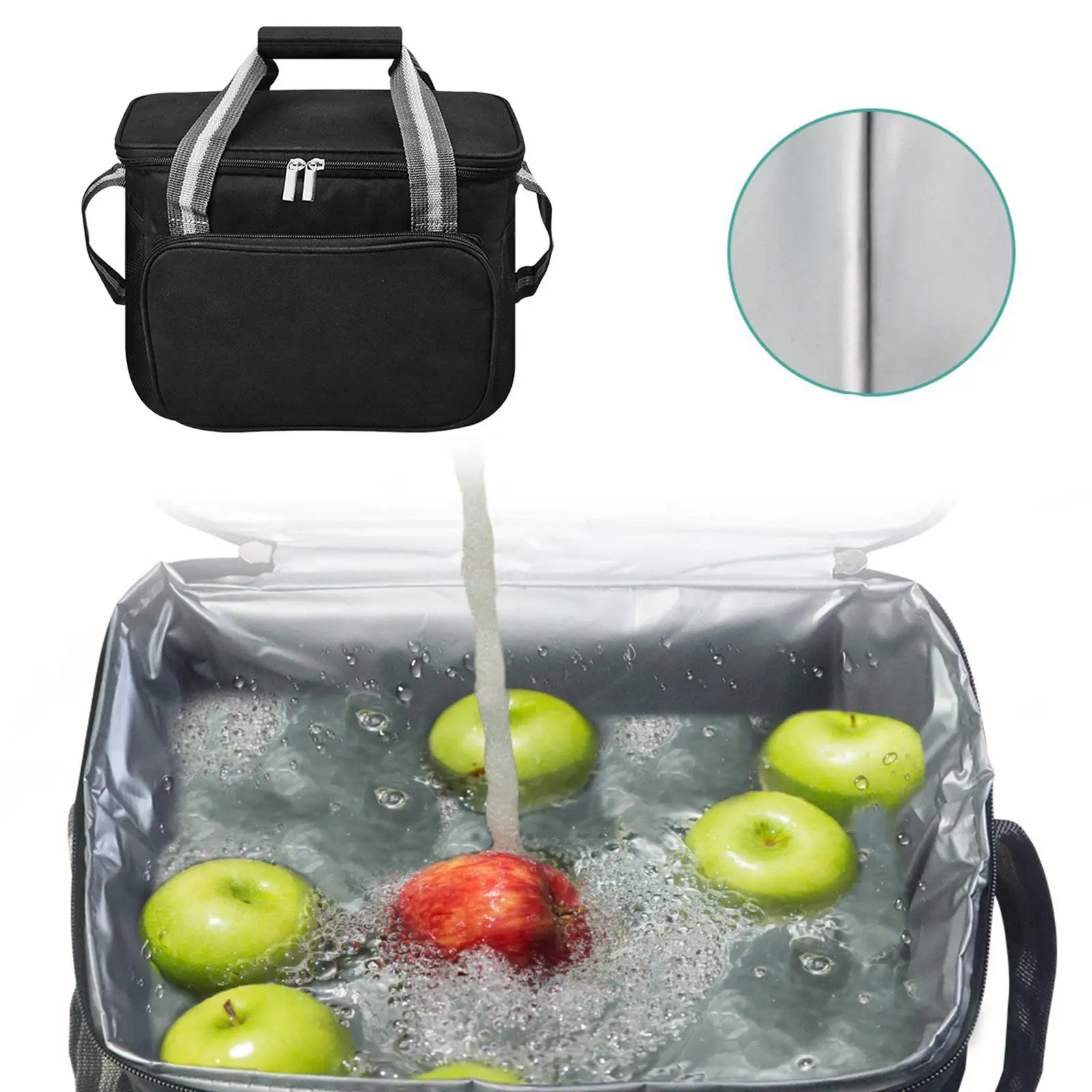 Insulated Bag with Zipper Ice Pack Thermal Lunch Bag for Park Beach Outdoor