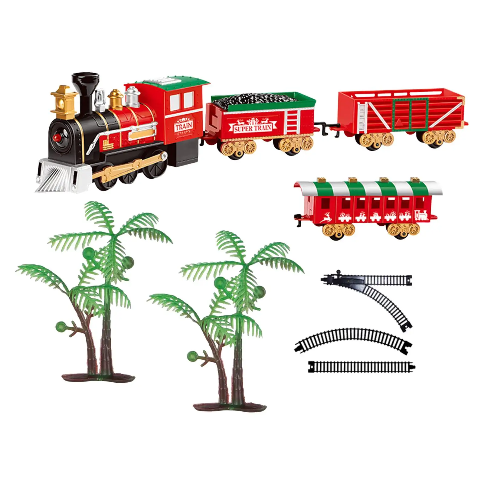 Christmas Tree Train Set Railway Kit Early Leaning Education Toy Railway Track Set for Preschool Girls Boys Kids Toddler