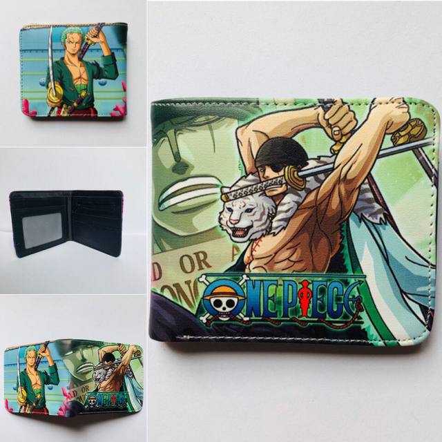 ONE PIECE Luffy Wallet Anime Zoro Short Leather Money Clip Cartoon