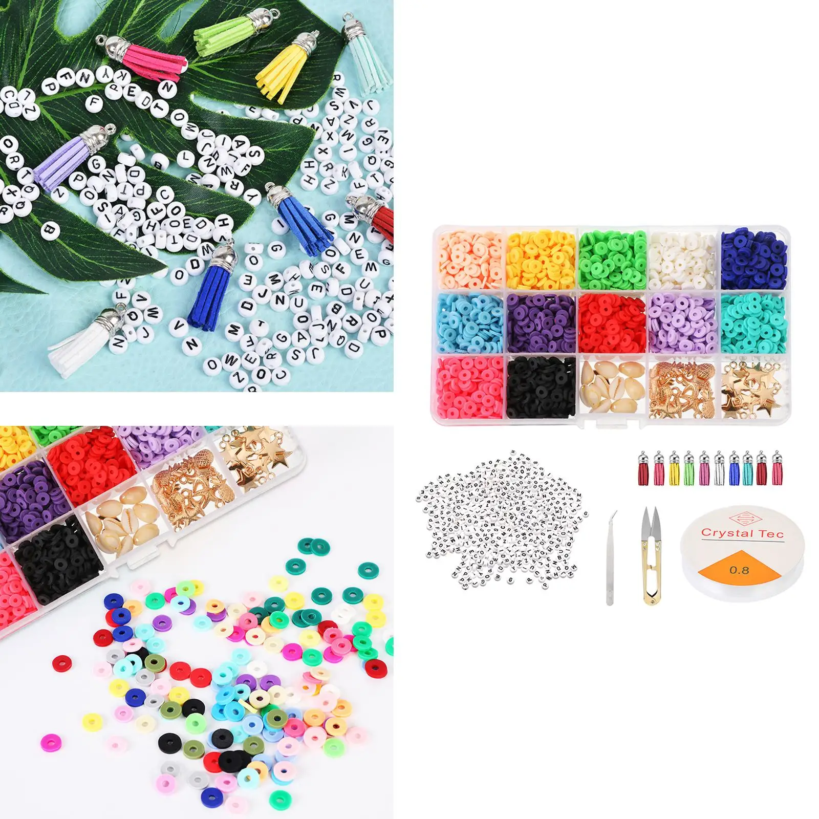 5063Pcs Flat Clay Beads Disc Beads Letter DIY Tools Sewing Charms Finding