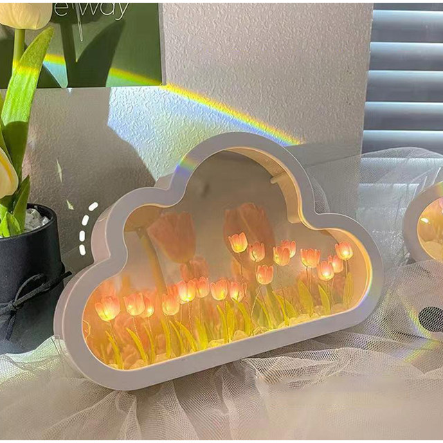 DIY Handmade Tulip Night Light Cloud Tulip Mirror Light Lampara De Tulipanes  Bedroom Furniture Decoration Simulation Flower - AliExpress