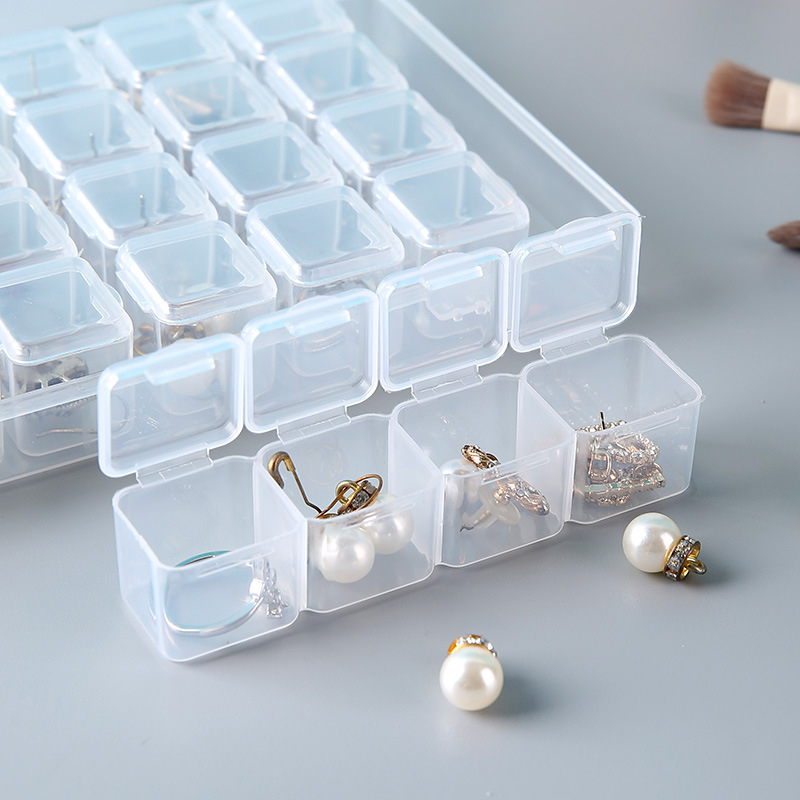 28 Grids Transparent Plastic Storage Jewelry Box Compartment Adjustable Container For Beads Earrings Box For Jewelry Box Case
