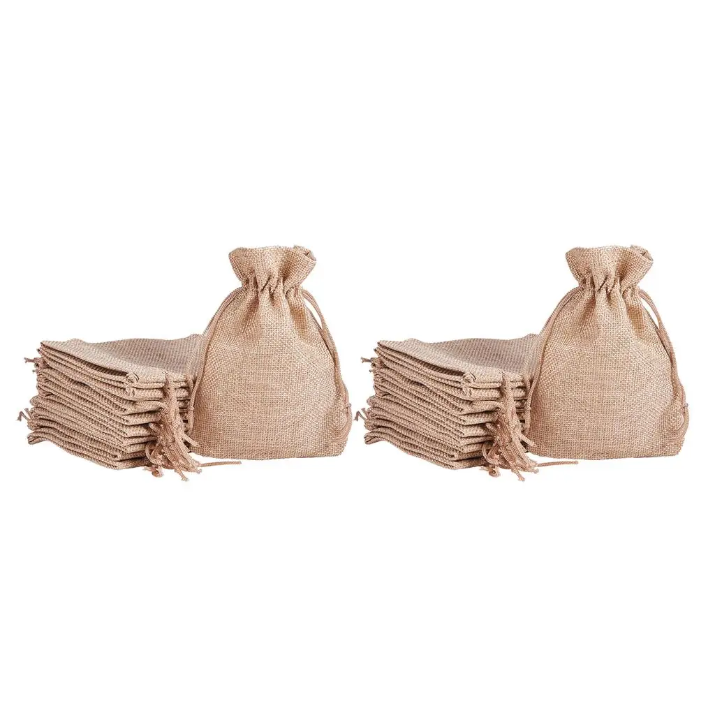 20 x Drawstring Bag Burlap Linen Jewelry Candy Gift Storage Pouch Party Favor