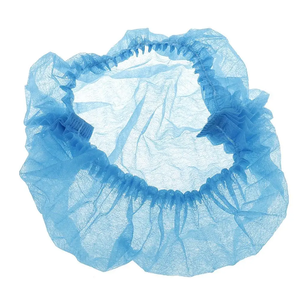 10 Pieces Blue Disposable Caps, Hair Net Covers, Elastic  Size, for Cosmetics, Beauty, Kitchen, Cooking, Home Industries, 
