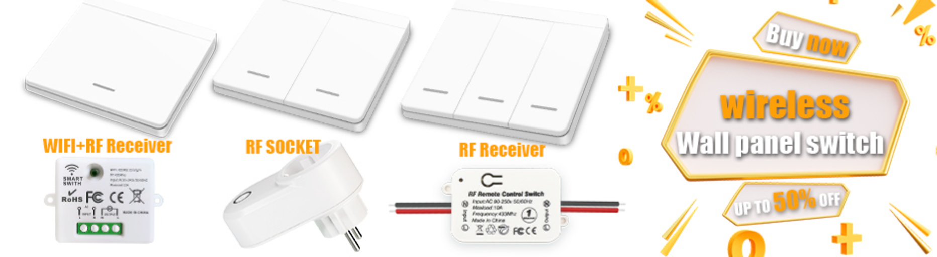 fio 433MHz, receptor de relé e transmissor