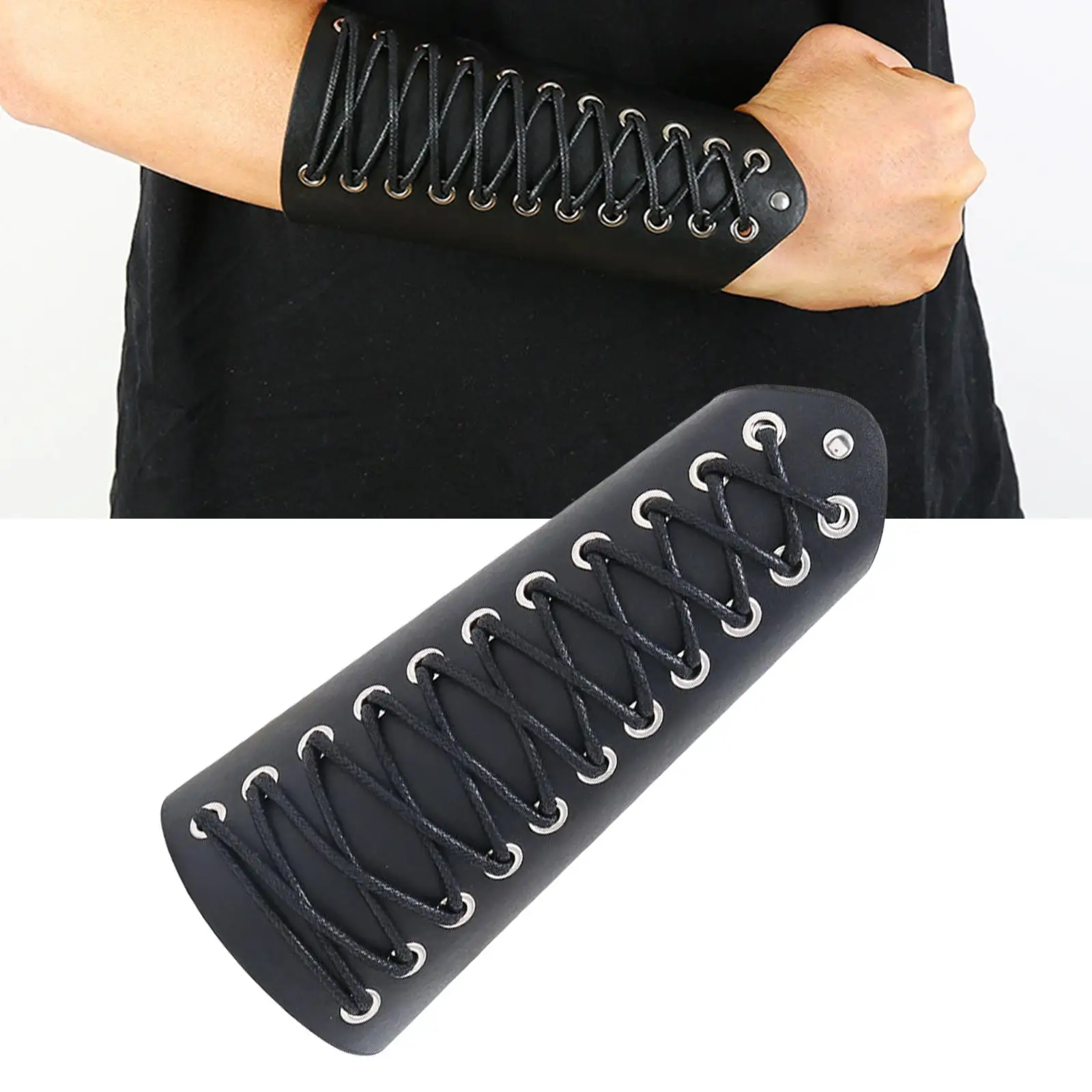 Gothic Leather Gauntlet Wristband Wrist Guard Arm Cuff for Men Women