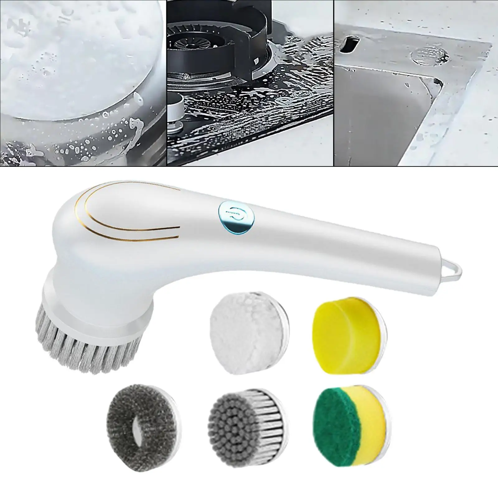 Cordless Electric Scrubber Handheld with 5 Brush Heads for Tile Bathtub Sink