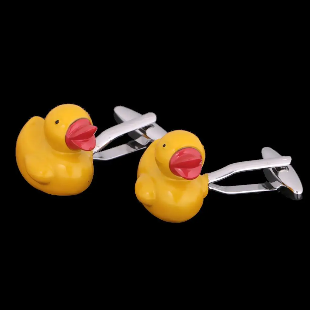 Cute Yellow Duck Cufflinks Animal Cuff Buttons Kids Jewelry Shirt Ornaments