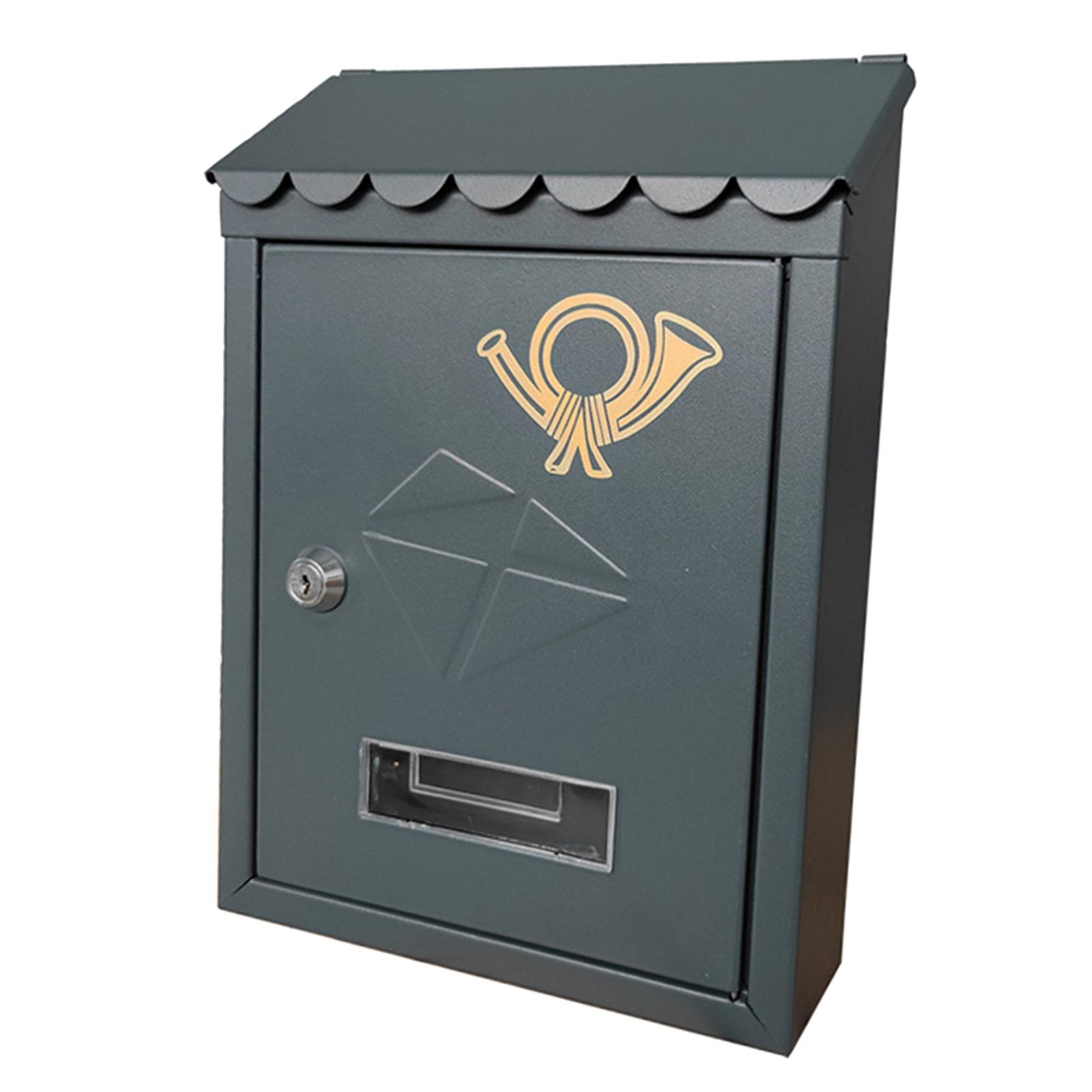 Description Picture 5 of itemWall Mount Mailbox Metal Decorations 21.5x7x30cm Front Door Outside Decorative Letter Magazines Post Lockable Porch Drop Box
