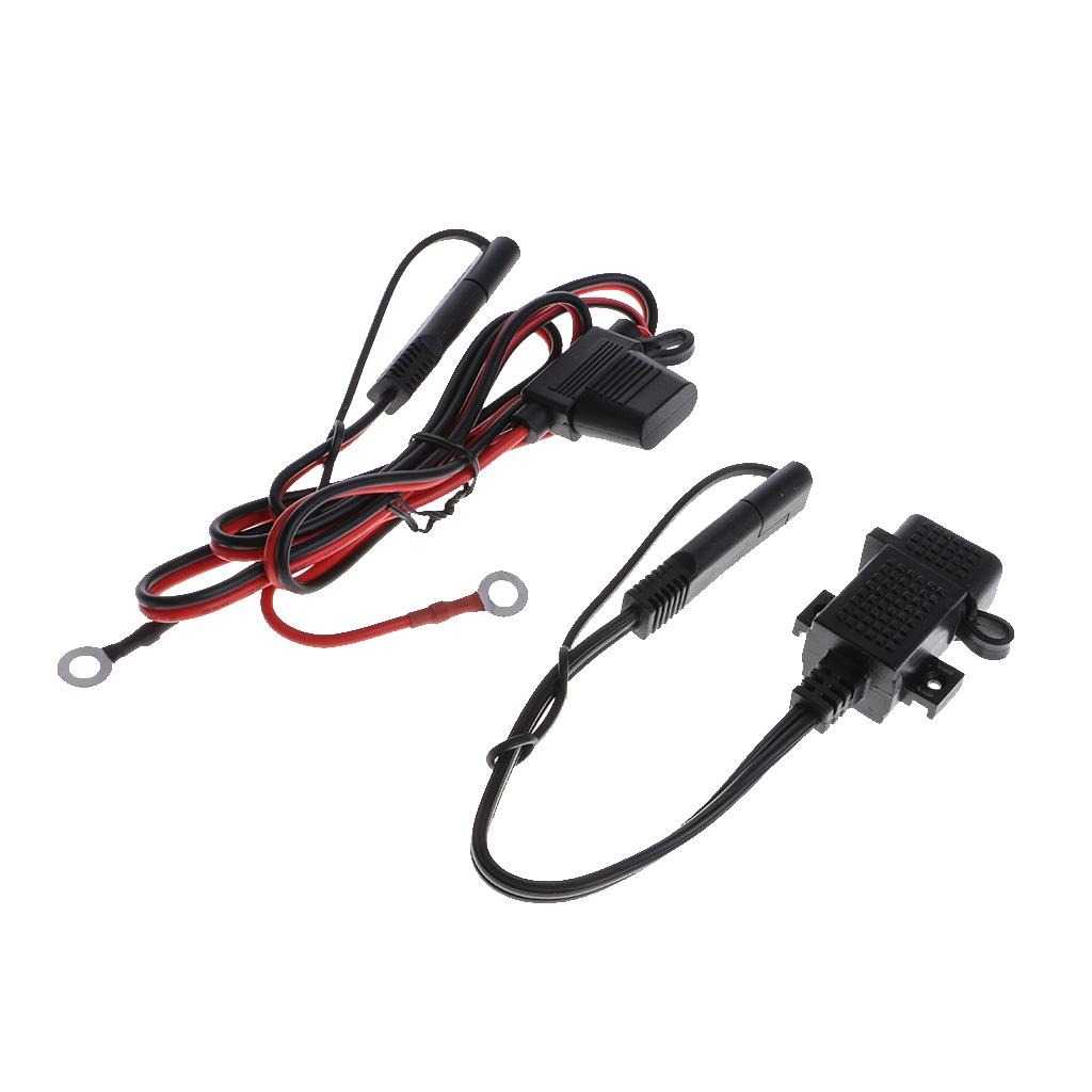 5A Waterproof Motorcycle USB Port Socket Kit SAE to USB Adapter