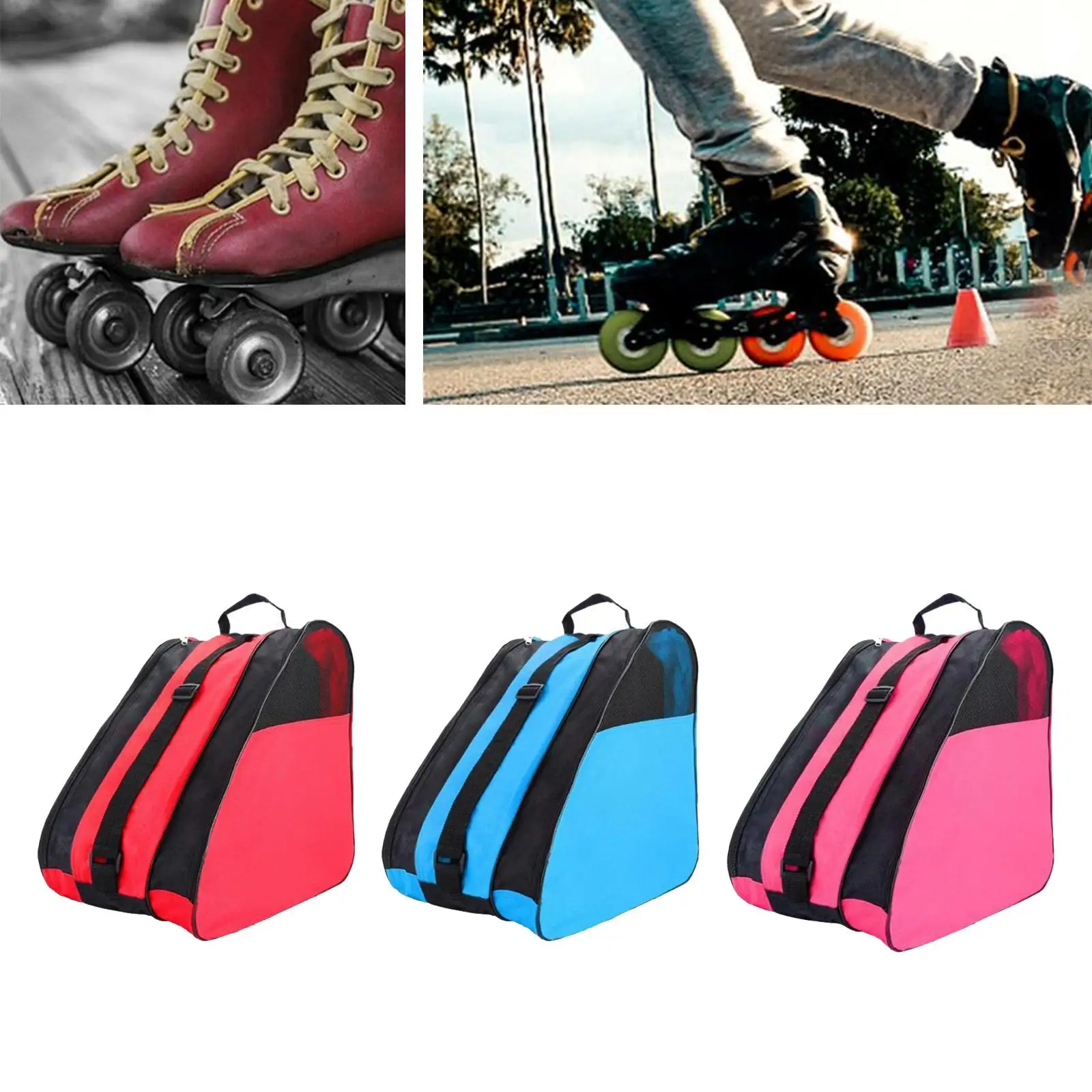 3x  Breathable Roller Skates  Bag  Inline Skates Sports Skating Carry Storage Bags w/Adjustable Shoulder Strap