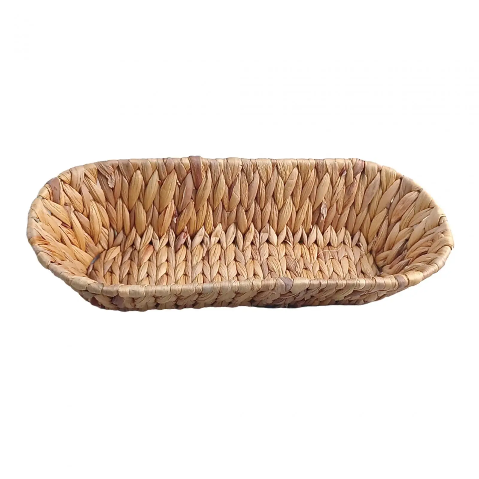Handwoven Grass Rattan Bread Basket Serving Organizer Multipurpose Pastoral Style 32x13x7cm for Keys Wallet Phone Durable