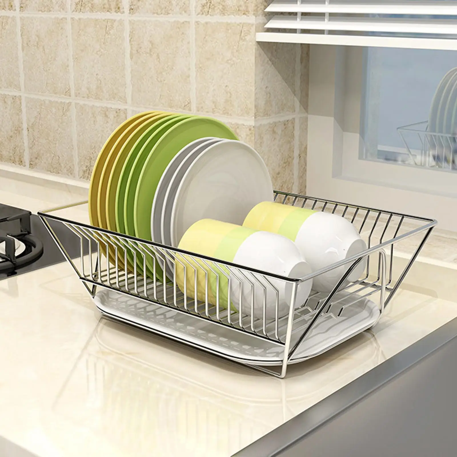 Dish Rack with Drainboard Storage Steel Dish Drainers Cabinet for Kitchen Counter Removable Shelf Organizer Kitchen Drying Rack