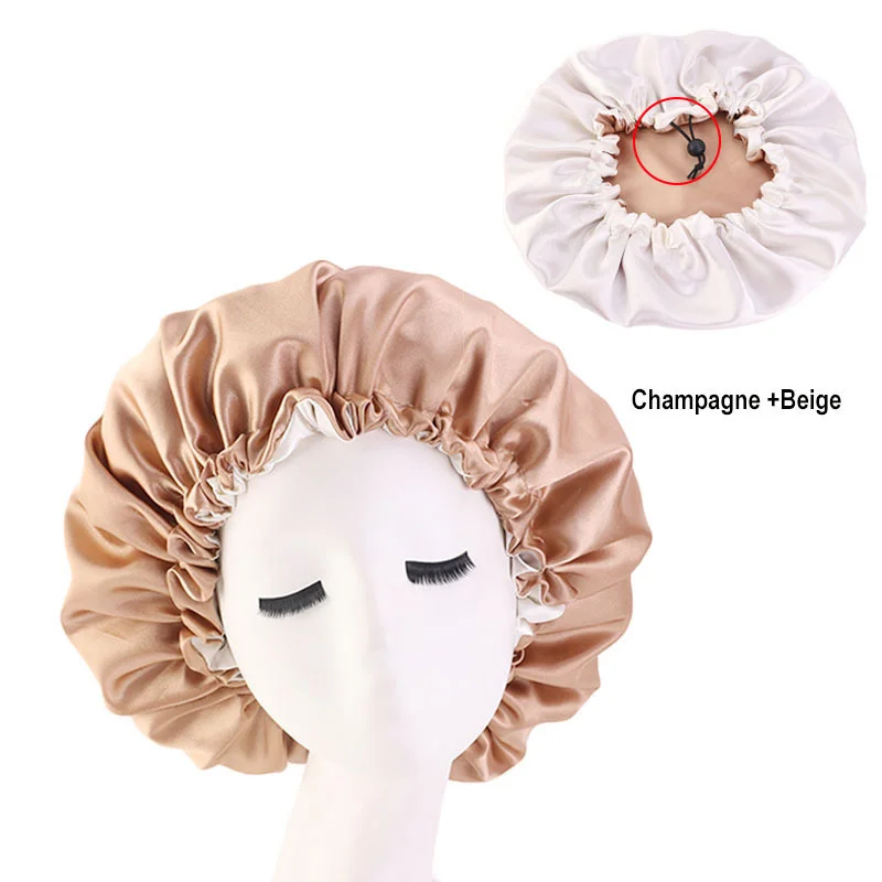 Best of Reversible Satin Hair Caps Bonnets Double Layer Adjust Headwear Curly Hair Cover Hat For Sleeping Women Styling Accessories Reviews & Tips