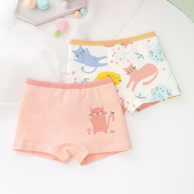 Cotton Girls Underwear 4pcs Boxers Cartoon Elastic Girls