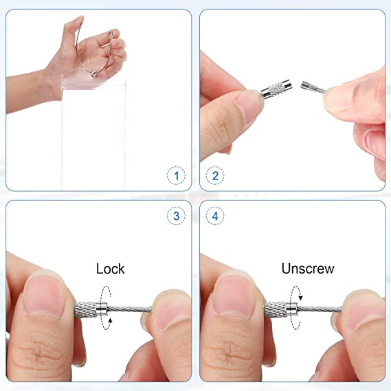 1PCS Wiederverschließbare Wasserdichte Klare Ticket Karte Hülse Gepäck Cruise Tag Halter Zip Seal Beutel Schlüsselring Stahl Draht Kabel Schleife – Detail 5