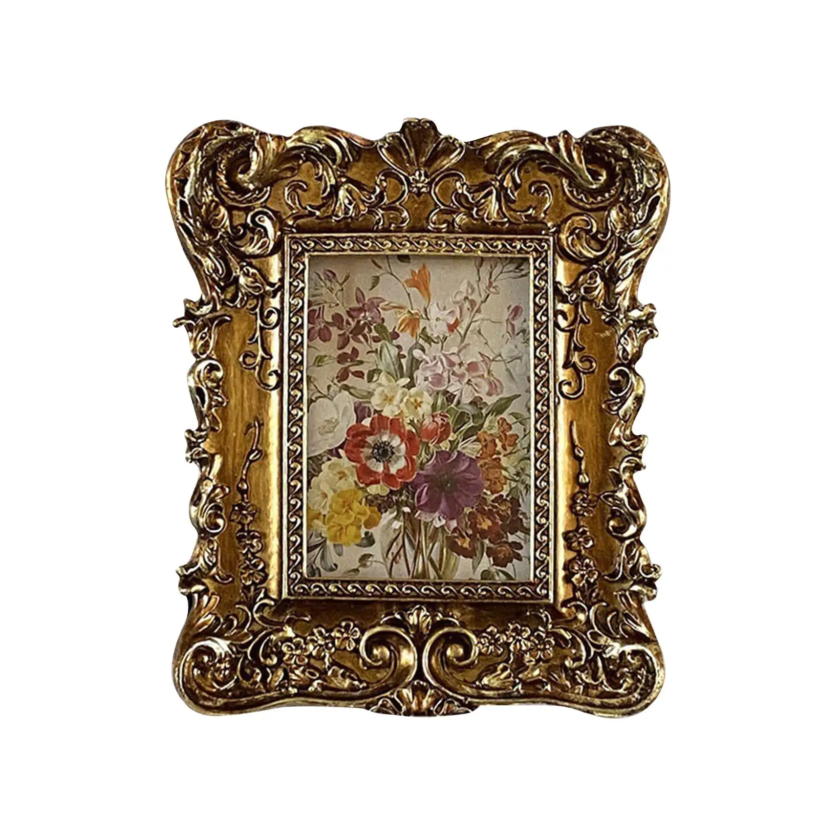 Retro Style Ornate Photo Frame Photo Display Wall Hanging Frames with Hanging Hole for Decoration