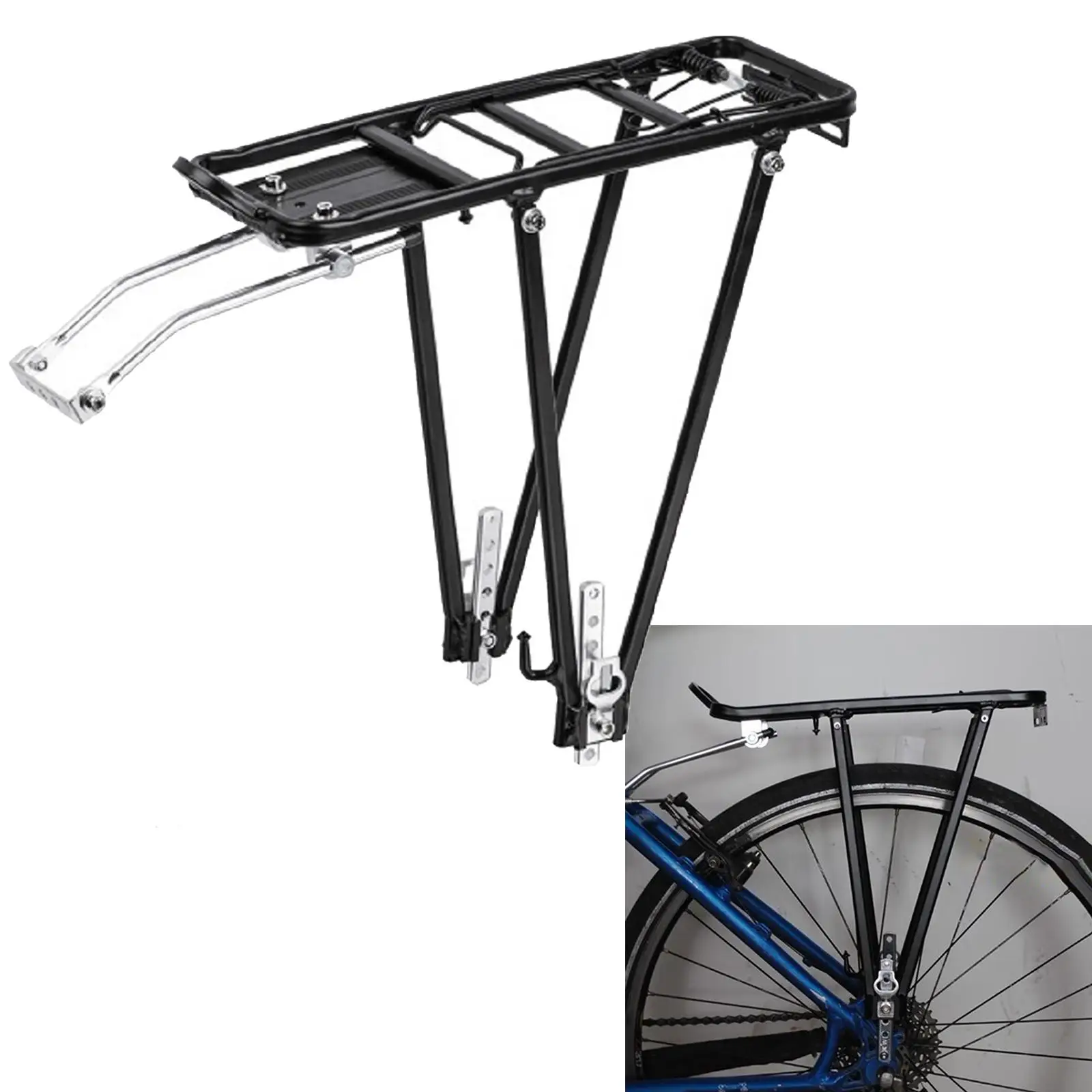 Rear Bicycle Bike Rack Luggage Cargo Rack Adjustable Rear Seat Post Rack Bike Mount Frame for Road Bicycle Biking Mountain Bike