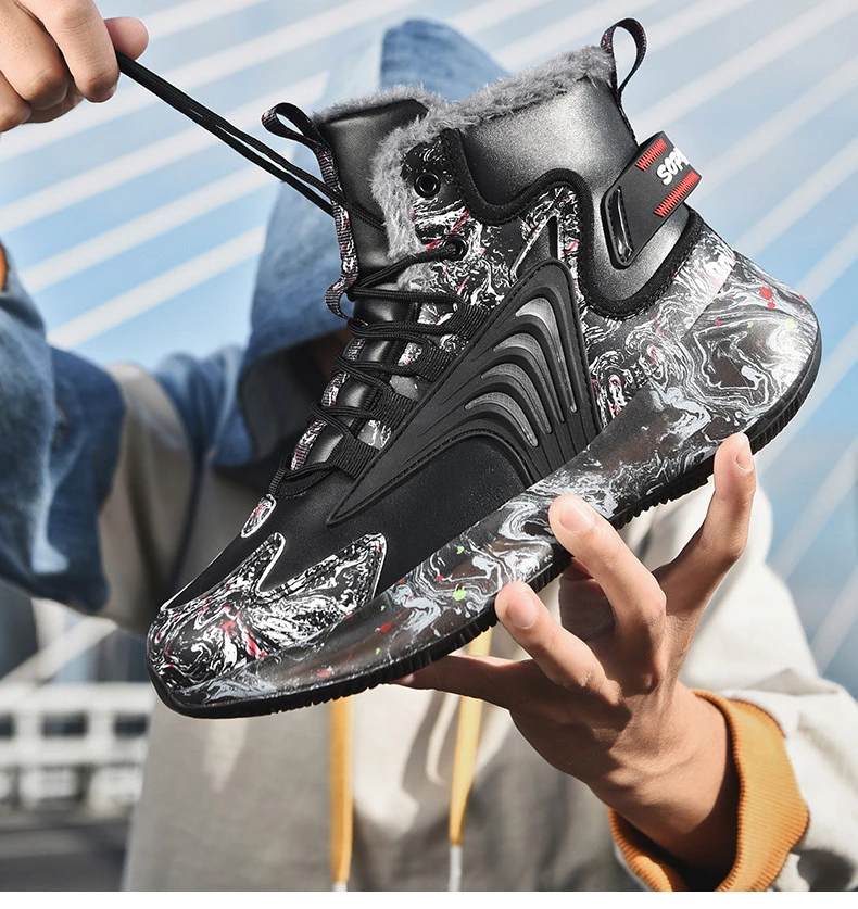 Winter Men Shoes with Plush Thick Insulation Outdoor Snow Boots Fashion Trend Soft Soles Sports Leisure Shoes Durable 2024
