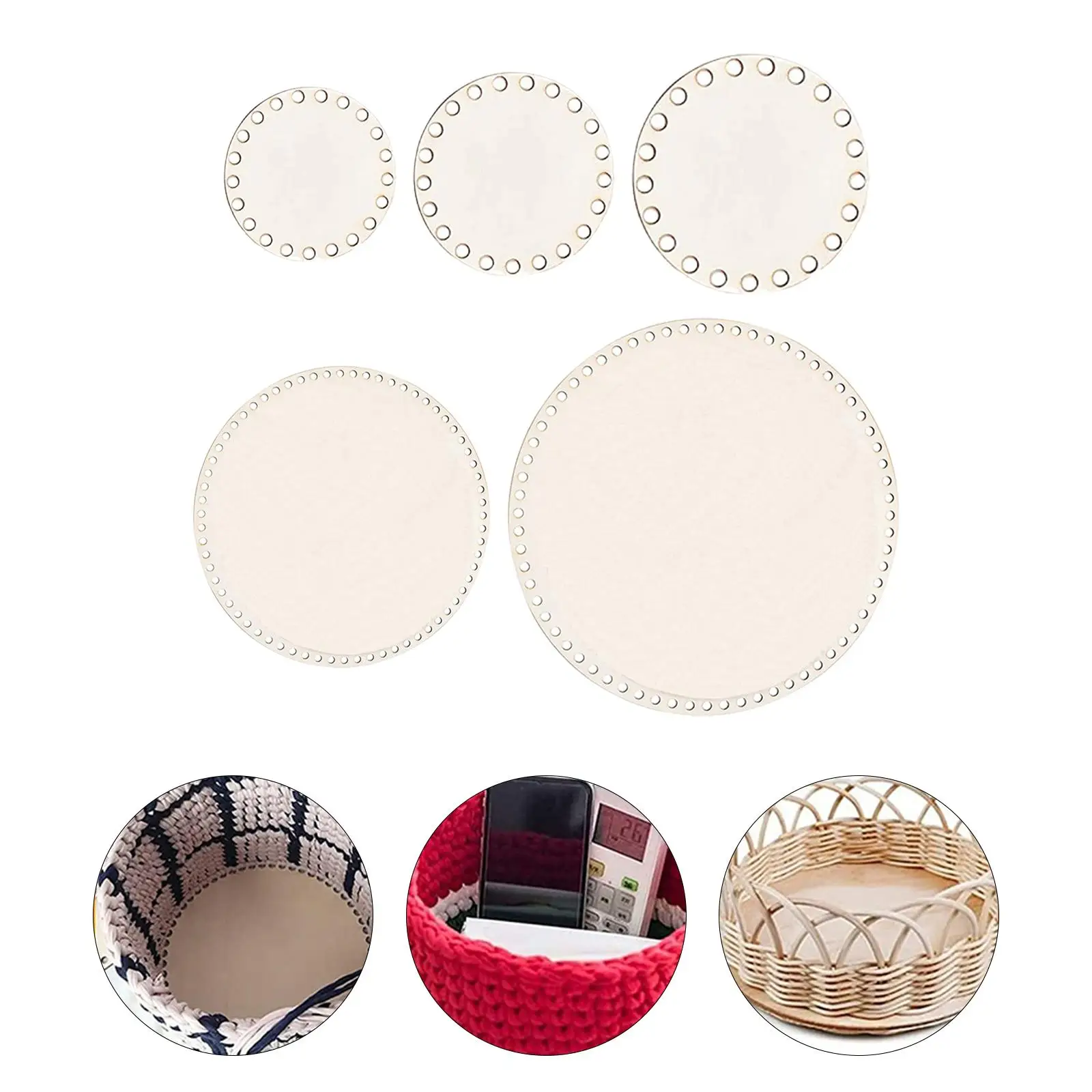 Wood Basket Bottom Cross Stitch Round Circle for Basket Weaving Crochet Supplies Yarn Storage Bag Chirstmas Basket Accessories