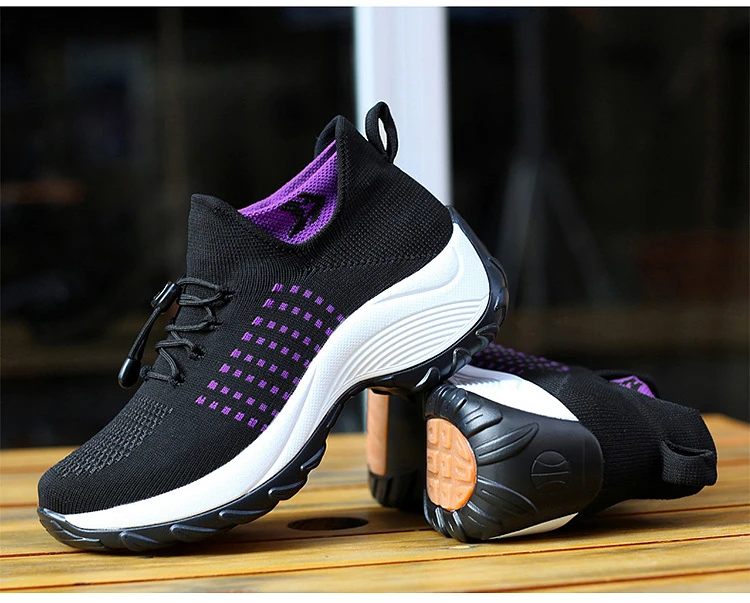 Casual Women Walking Flat Slip On Platform Sock Sneakers Shoes Plus Size 35-45 Zapatillas Mujer44_desvips.com