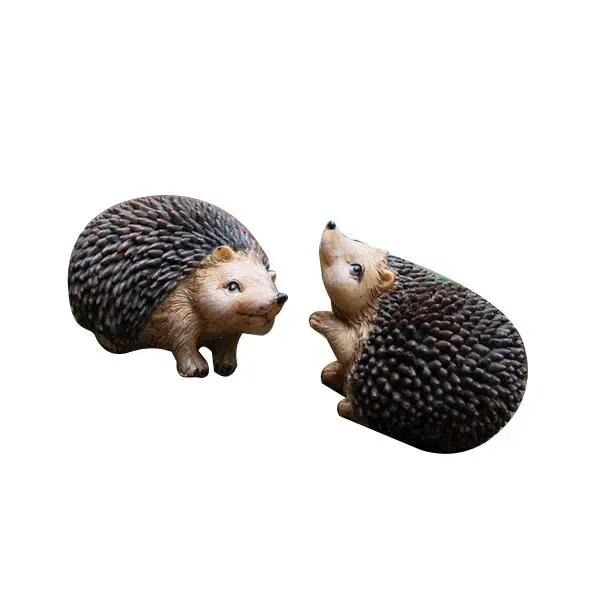 Pair Cute Resin Small Hedgehog Garden Farm Indoor Ornaments Deco Great Gift