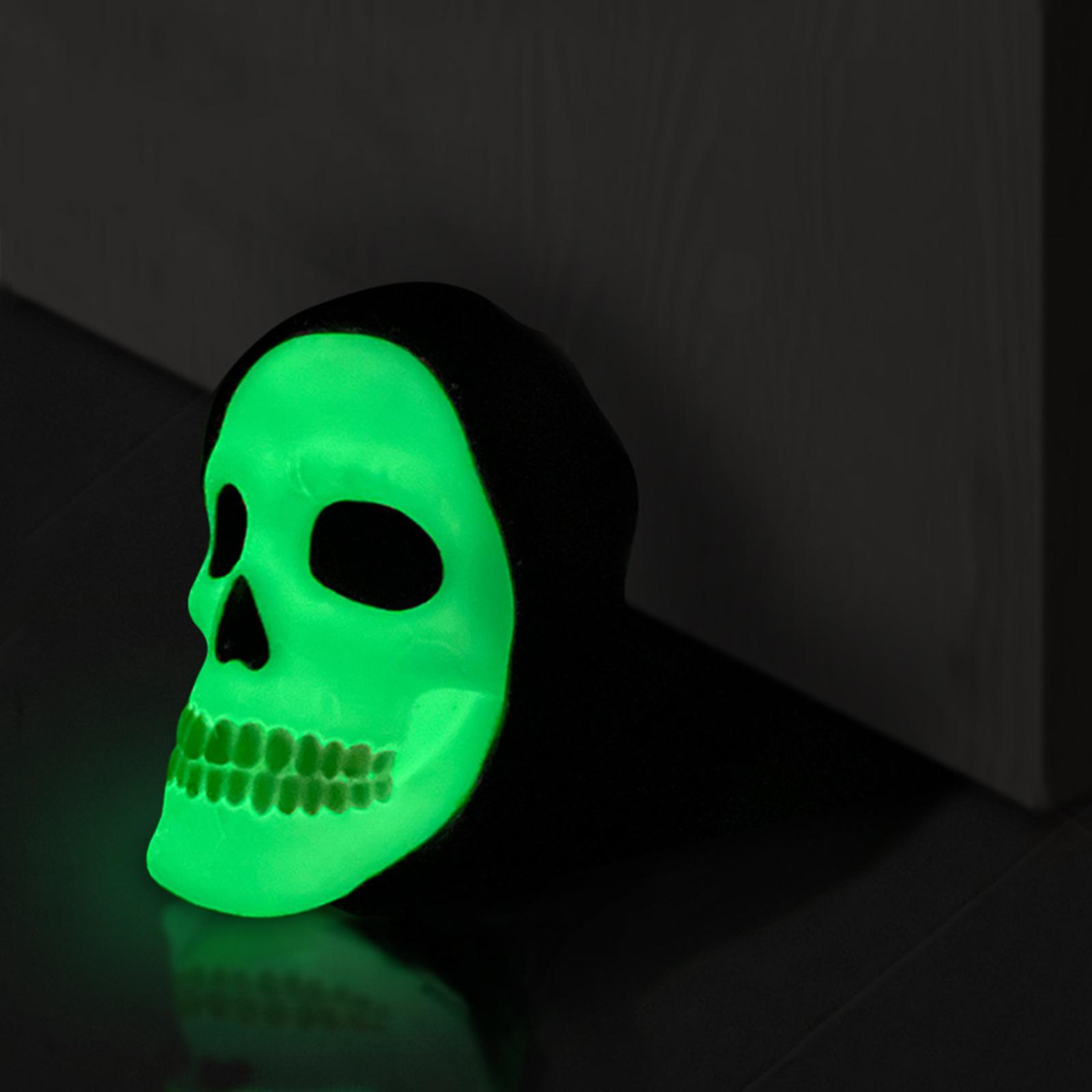 Skull Door Stopper Ornament Anti Slip Glow Wedge Office Bedroom Living Room