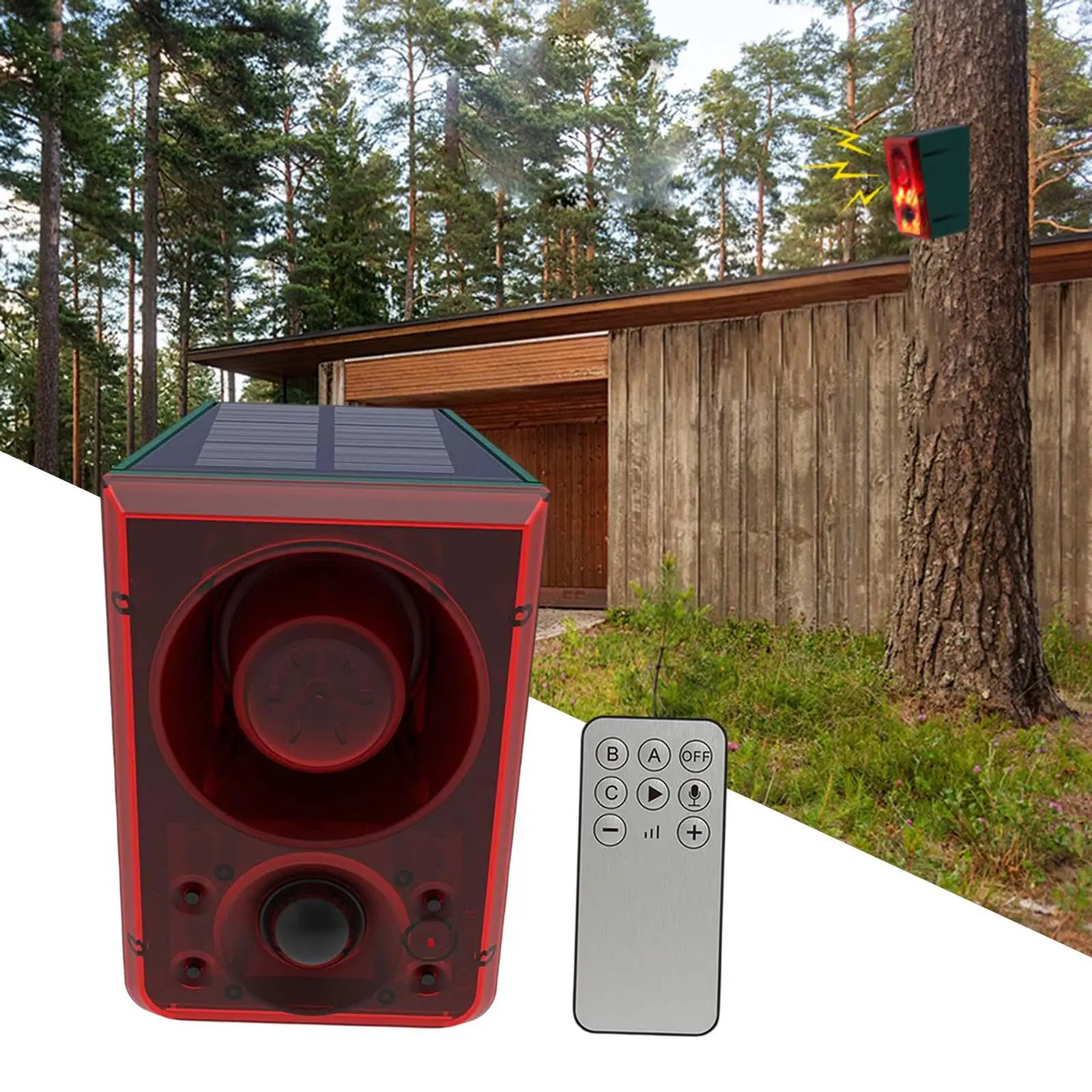Solar Strobe Light with Recording Function Security Siren Light for Camper Driveway