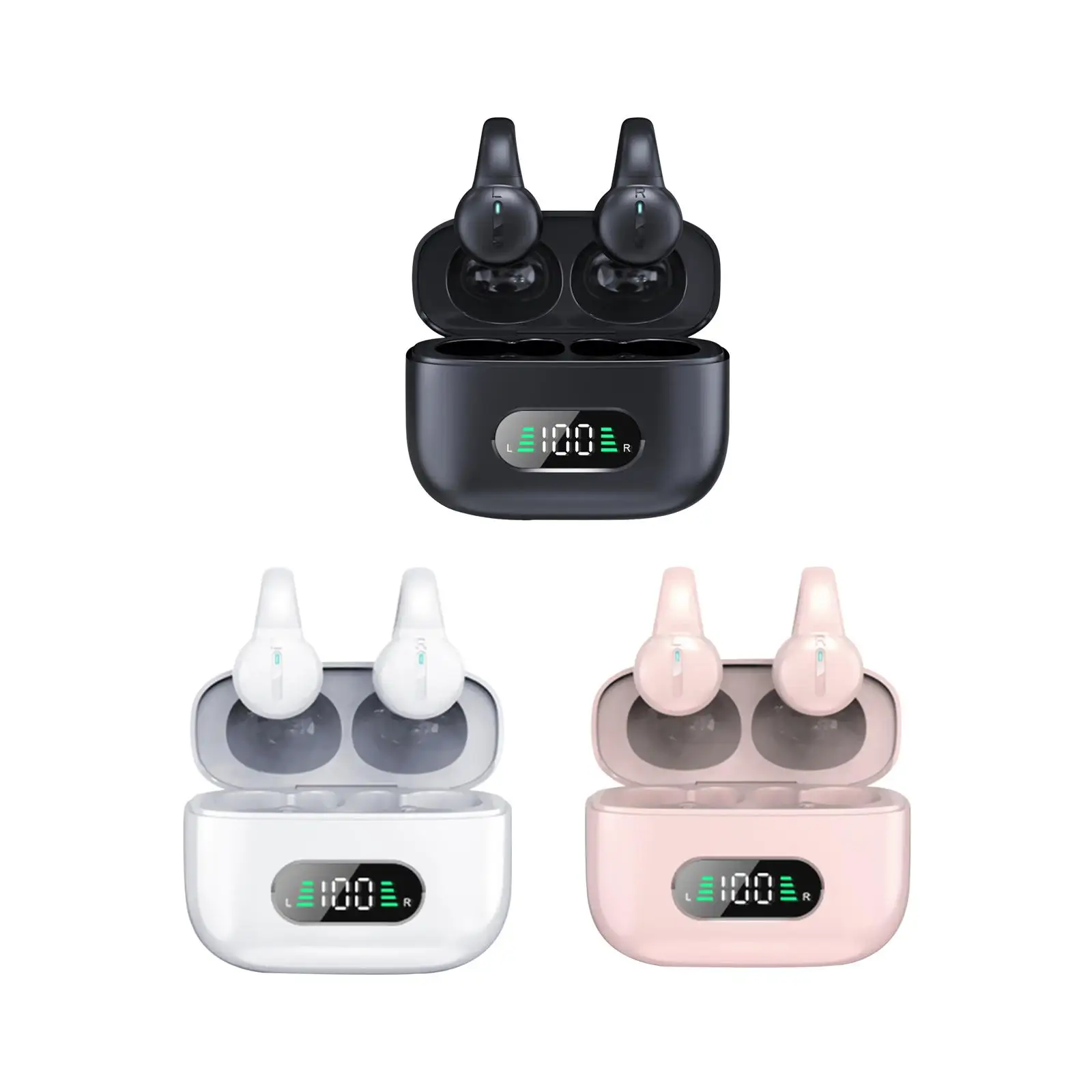 Open Ear Earbuds Touch Control Bluetooth 5.3 with Case Waterproof Mini HiFi Sound Ear Clip Headphone for Cycling Driving,Running