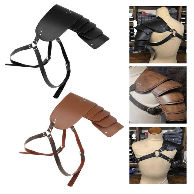 Faux Leather Single Shoulder Cover Cape Belt Clubwear Fancy Dress up Outfit Viking Costume Medieval Viking Single Shoulder Armor
