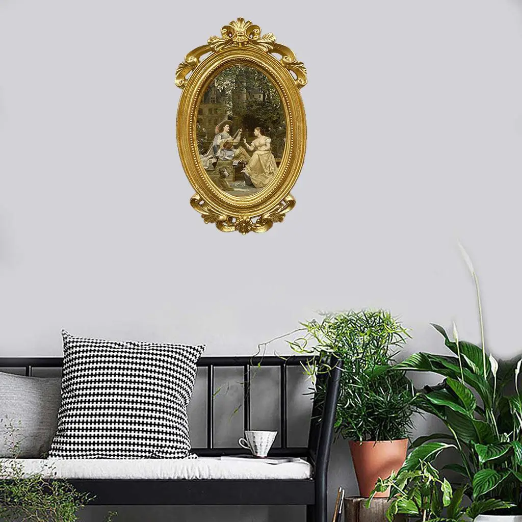 Classic Photos Frame Oval Carved Mounted Holder for Home Decor