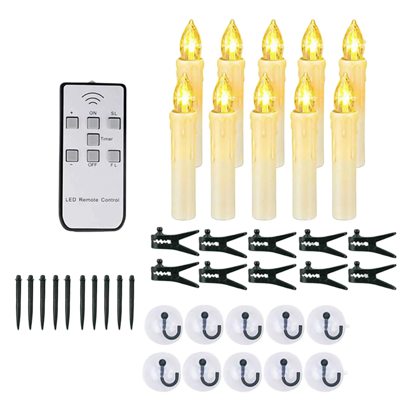 10x LED Candle Lights with Remote and Timer Flameless Taper Candles for Party Holiday Home Decoration