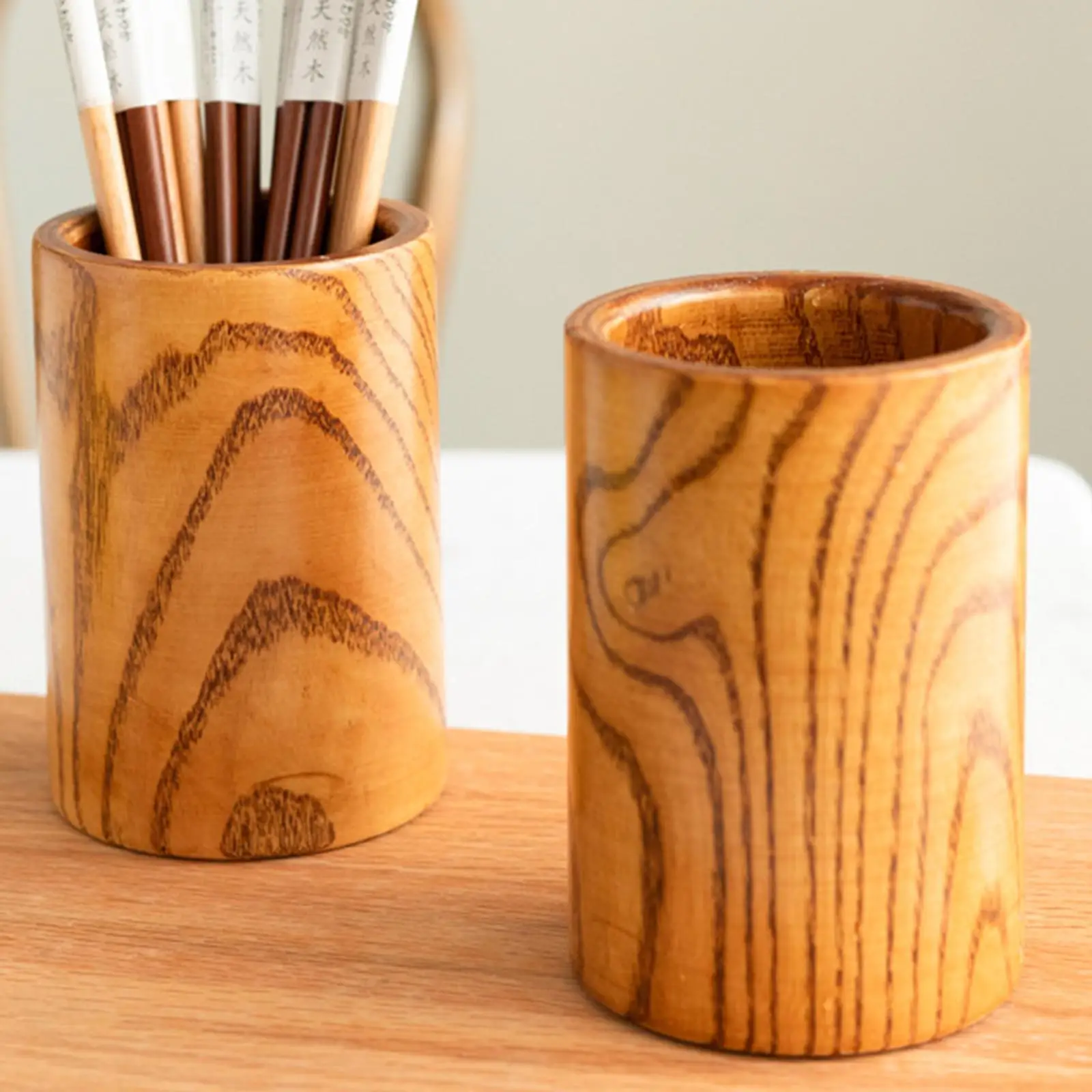 Wooden Utensil Holder Chopsticks Barrel Standing Pen Case for Kitchen