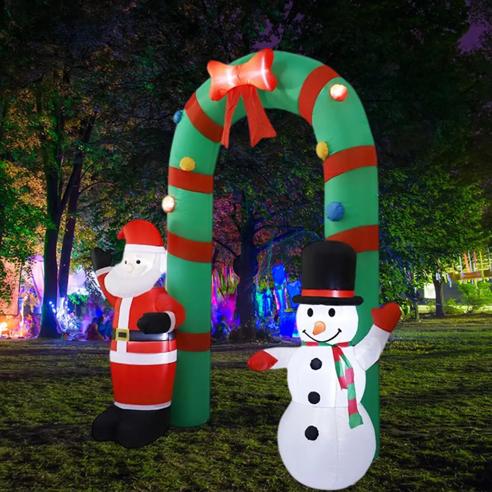 8 ft Christmas Inflatable Archway Holiday Inflatable Arch LED Inflatable Arch Santa Snowman Archway for Garden Yard Decoration