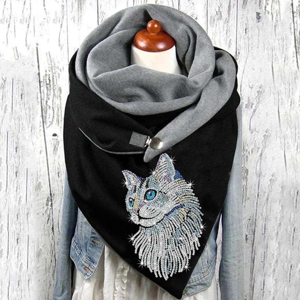 Women`s  Vintage Style Lightweight Soft  Head Wrap Shawl Printing Fashion  Triangle Neckerchief Scarf for Winter, Girl