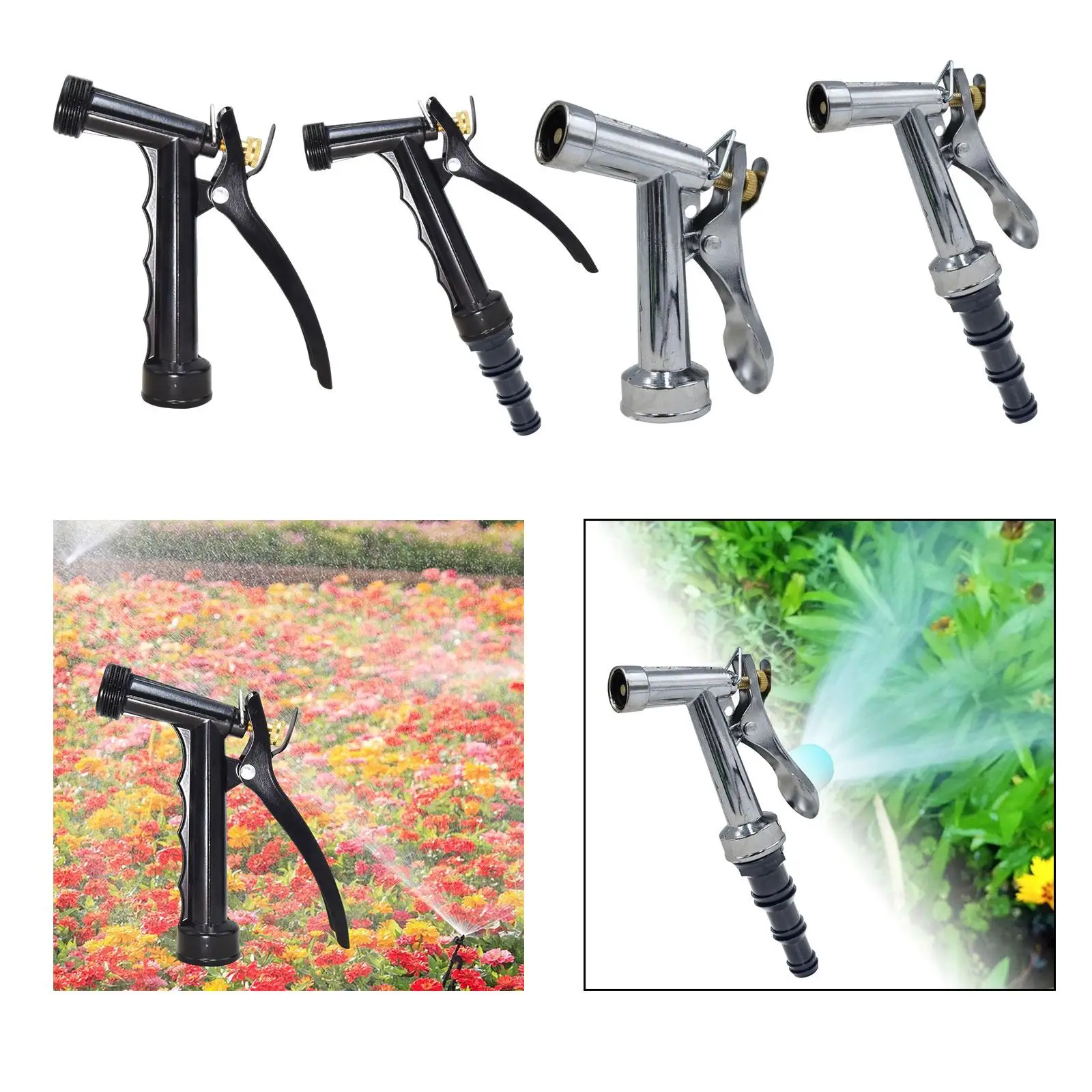 Metal Garden Watering Nozzle Non Slip High Pressure Spray Nozzle for Driveway Flowers Watering Yard Pets Showering Lawns