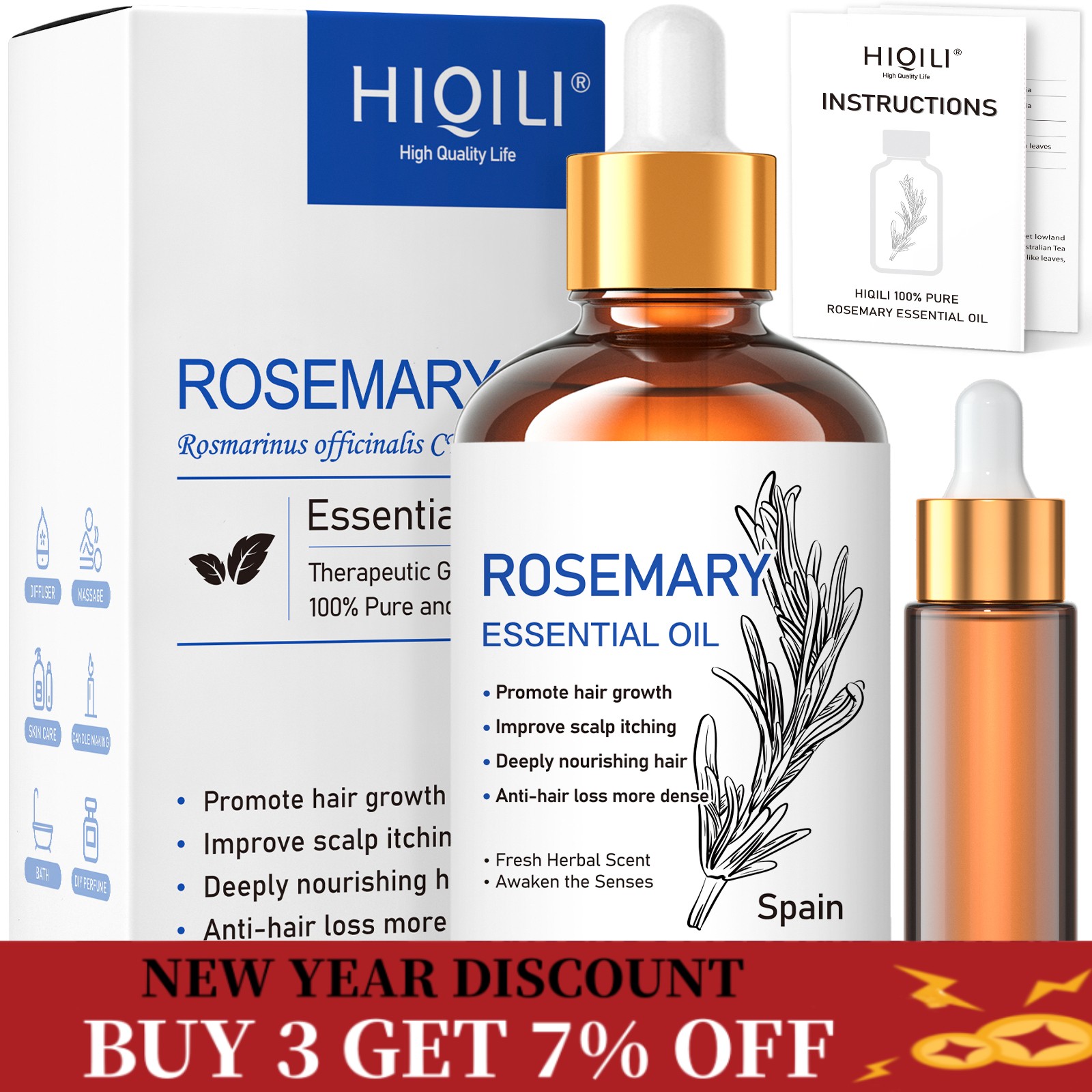 Best of HIQILI Rosemary Essential Oils, 100ML Best Plant Oil For Hair Growth, Increasing Luster, Massage, Skin Care, Diffuser, Humidifier Reviews & Tips