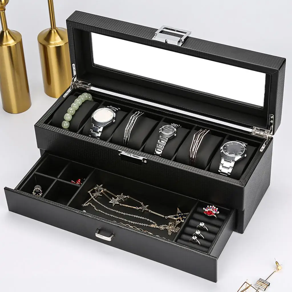2 Layer Wooden Bracelets  Holder Display Case Organizer Rings Jewelry Storage Showcase
