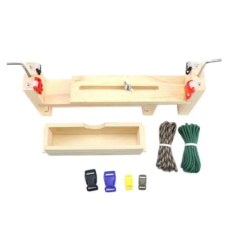 Wood Jig Bracelet Maker with Parachute Cord, Wristband Maker with 2 Parachute Cords and 4 Buckles -  Braiding Weaving  Tool