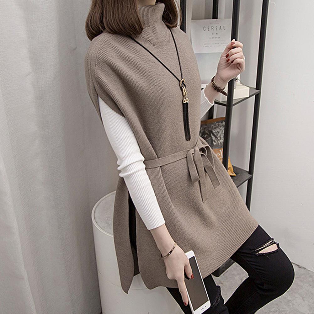Description Picture 3 of itemWomen Sweater Vest Women's Turtleneck Sweater Vest Pullover Winter Knitted Dress Loose-Fitting Waistcoat Loose Dress Female Tops