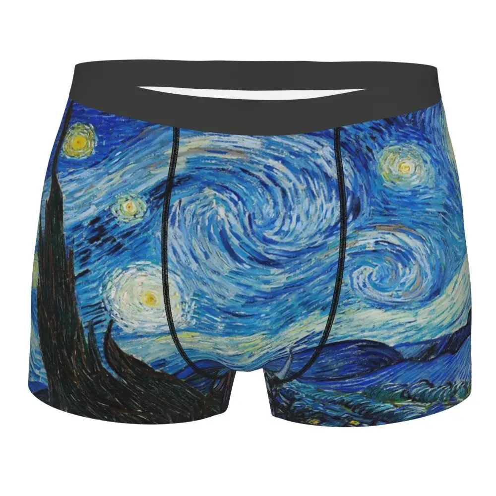 sexy men's panties Men's Starry Night Underwear Van Gogh Galaxy Humor Boxer Briefs Shorts Panties Homme Polyester Underpants Plus Size cheap boxers