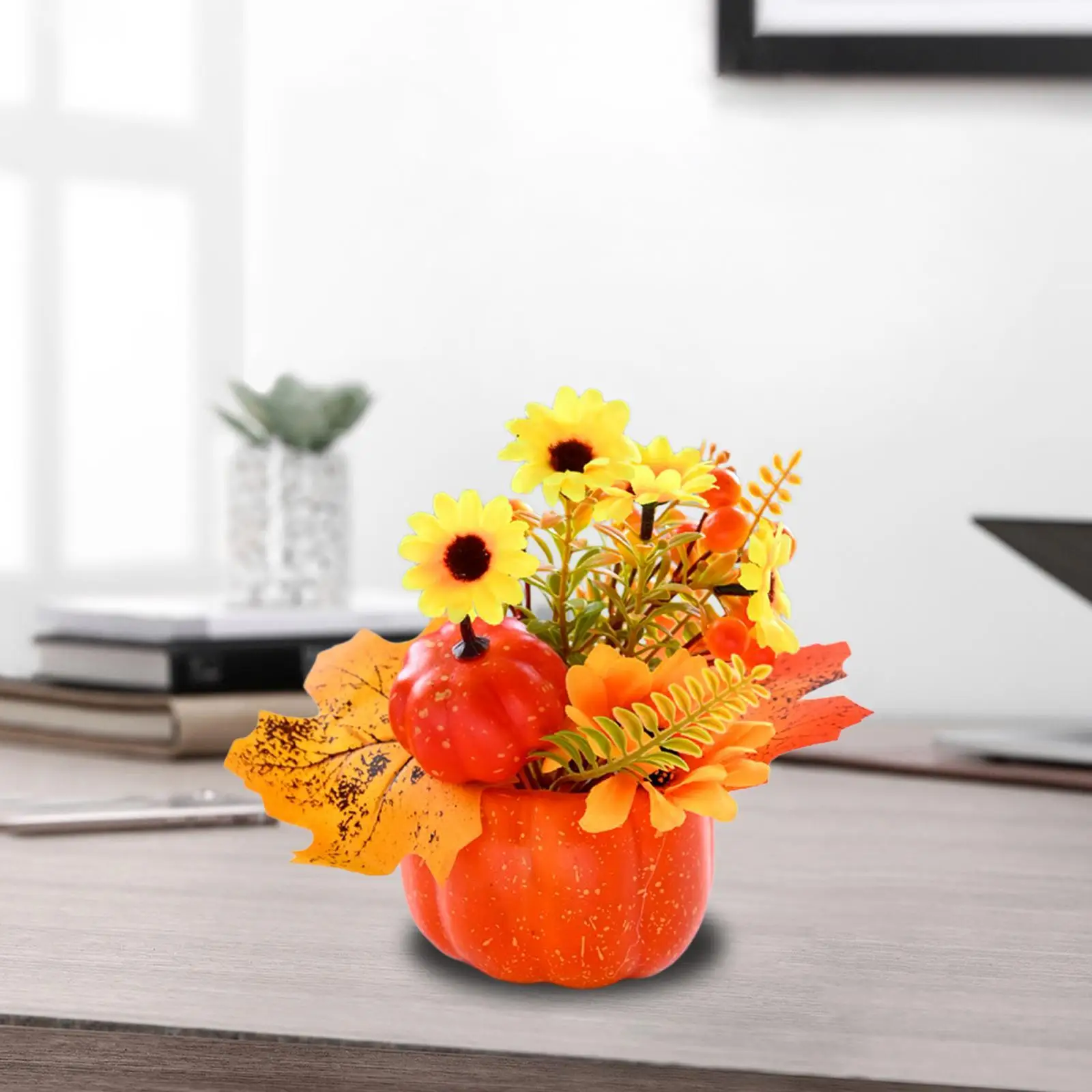 Pumpkin with Flowers Thanksgiving Decoration Party Decor Ornaments Table