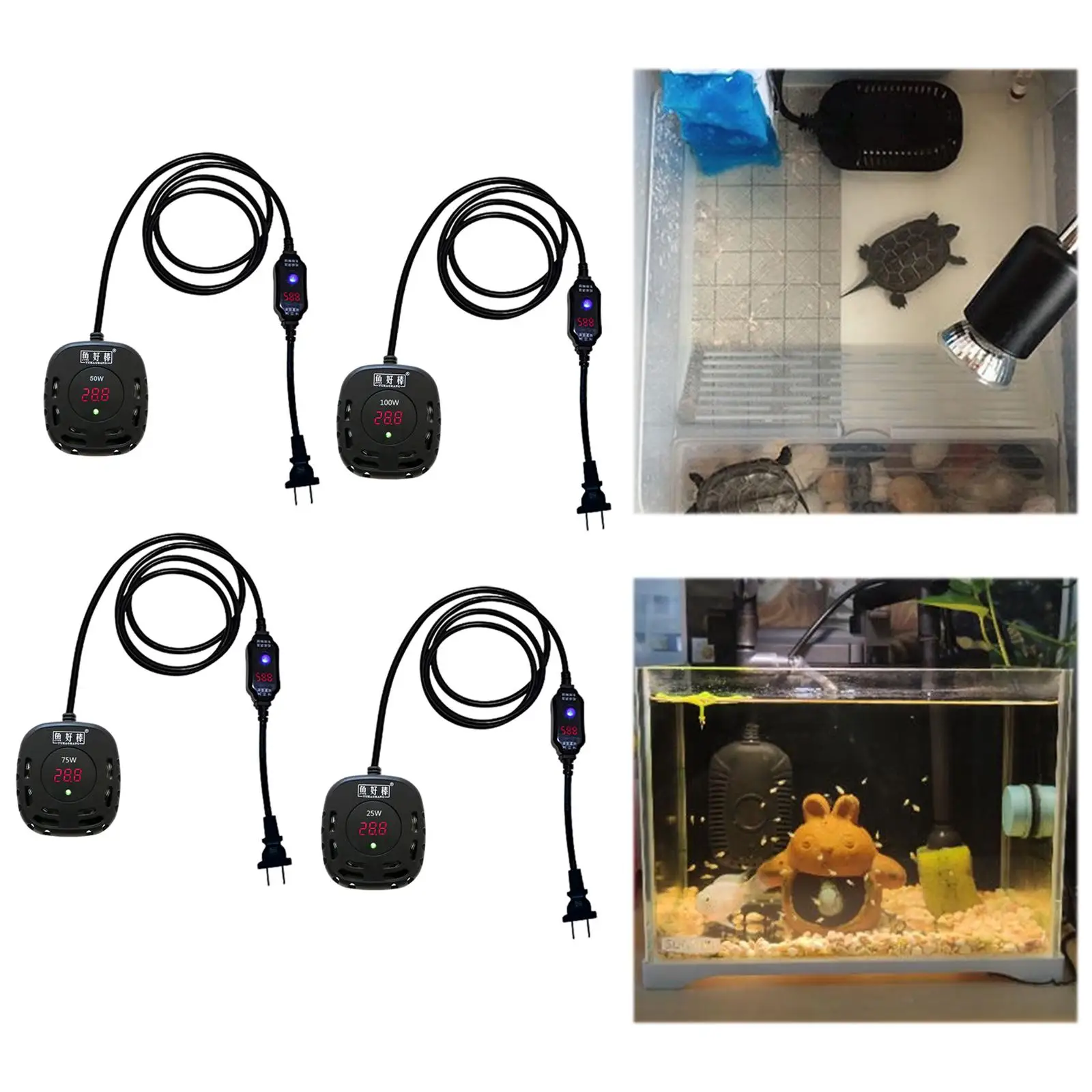 Mini Aquarium Fish Tank Heater Adjustable Digital Display Turtle Tank LED USB Submersible Thermostat Heater Heating Rod
