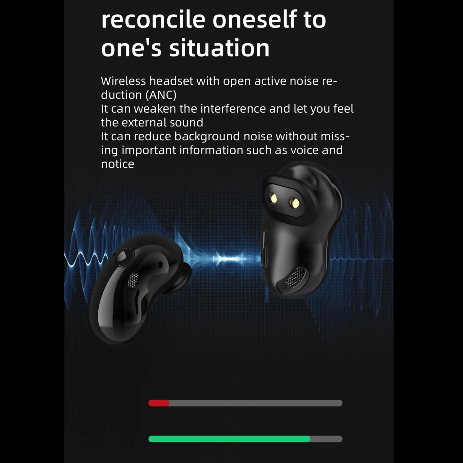 2X S6   Bluetooth Earphones Wireless Headphone Binaural Call Black